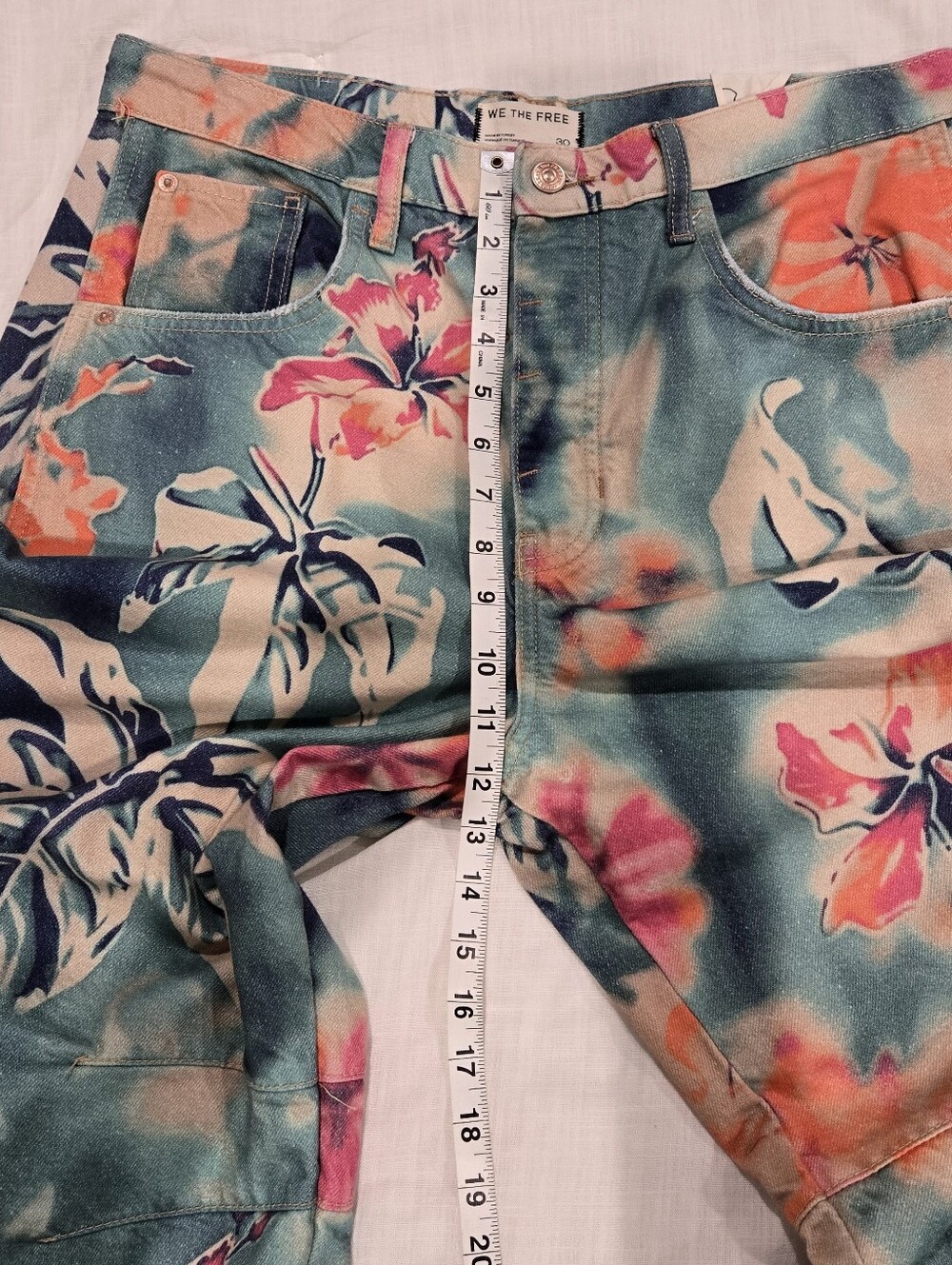 Free People Good Luck Barrel Jeans Pool Floral 30 - Picture 13 of 15